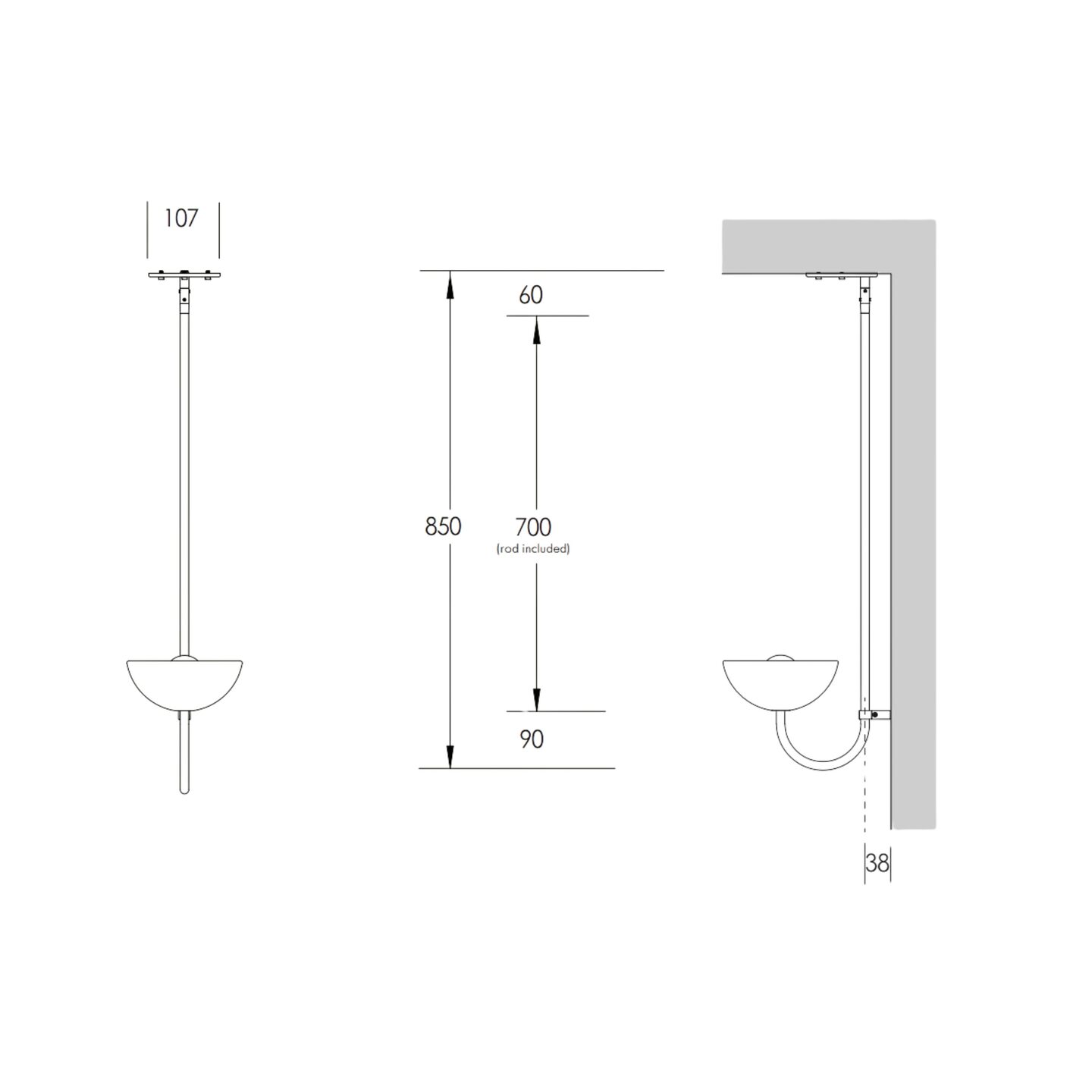Aurelia Wall Light Small Cast Glass, Brushed Nickel